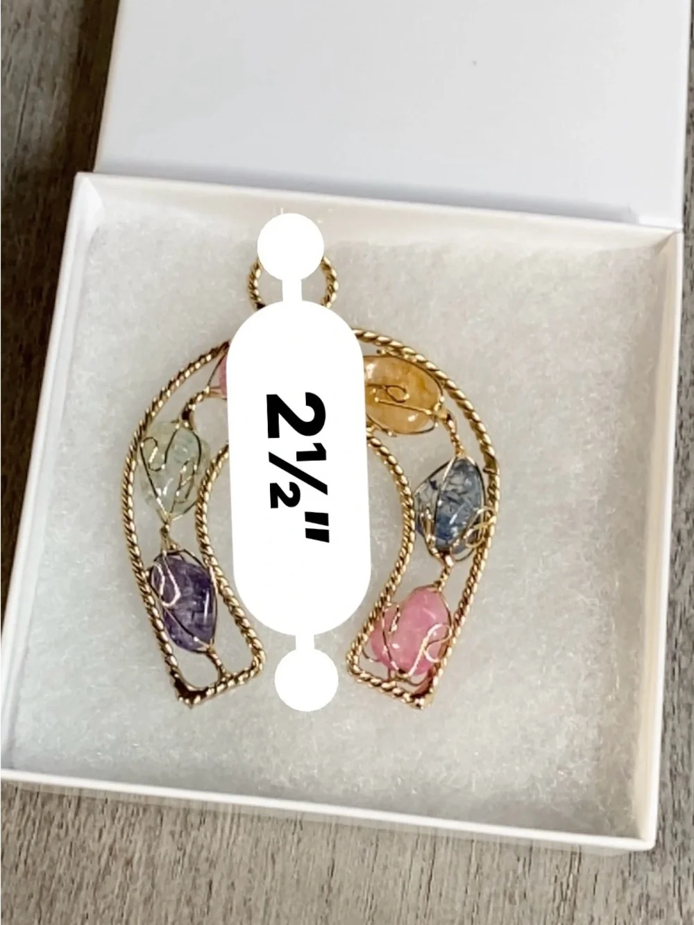 Gold-Tone Multi-Colored Wire-Wrapped Gemstone Pendant